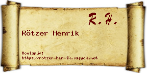 Rötzer Henrik névjegykártya